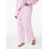 Zizzi - Pyjamabroek - Bessen/Pink/Wit - Lang/maxi - Viscose - Gestreept