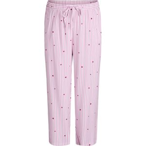 Zizzi - Pyjamabroek - Bessen/Pink/Wit - Lang/maxi - Viscose - Gestreept