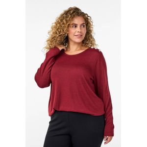 Zizzi - Pullover - Donkerrood - Lange Mouwen - Ronde Hals
