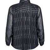 Zizzi - Blouse - Zwart - Polyester - Rechte Mouwen - Knoopsluiting