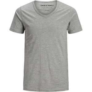 T-shirt - Light Grey Melange - Korte Mouwen - V-hals