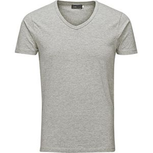 T-shirt - Light Grey Melange - Korte Mouwen - V-hals