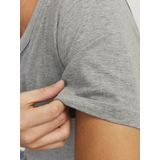 T-shirt - Light Grey Melange - Korte Mouwen - V-hals