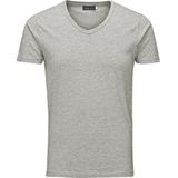 T-shirt - Light Grey Melange - Korte Mouwen - V-hals