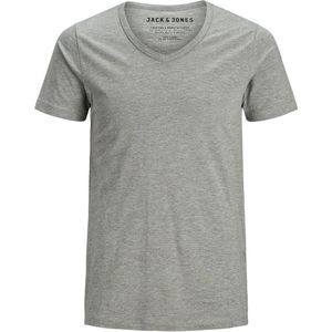 T-shirt - Light Grey Melange - Korte Mouwen - V-hals