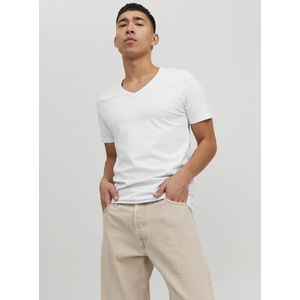 Jack & Jones - T-shirt - Korte Mouwen - V-hals - Zwart - 92% Katoen