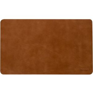Dacasso Walnoot & leer 3-delige bureauset, hout, walnoot en zwart leer, 88,27 x 52,7 x 13,67 cm