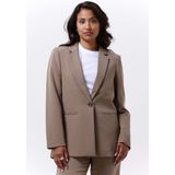 Neo Noir - Klassieke Stofbruine Blazer - Dames - Polyester - Schoudervullingen - Sluiting met één knoop
