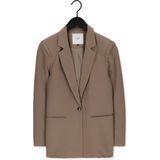 Neo Noir - Klassieke Stofbruine Blazer - Dames - Polyester - Schoudervullingen - Sluiting met één knoop