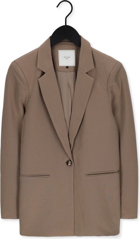 Neo Noir - Klassieke Stofbruine Blazer - Dames - Polyester - Schoudervullingen - Sluiting met één knoop