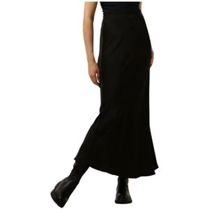 Neo Noir - Zwarte Satijnen Midi-Rok Vicky