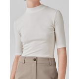 Modstrøm - Krown T-Shirt - Wit - Viscose - Korte Mouwen - Hoge Halslijn