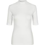 Modstrøm - Krown T-Shirt - Wit - Viscose - Korte Mouwen - Hoge Halslijn