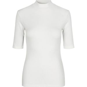 Modstrøm - Krown T-Shirt - Wit - Viscose - Korte Mouwen - Hoge Halslijn