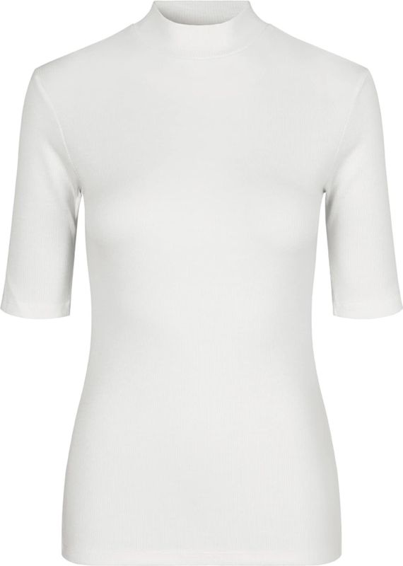 Modstrøm - Krown T-Shirt - Wit - Viscose - Korte Mouwen - Hoge Halslijn