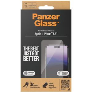 PanzerGlass Screen Protector iPhone 2023 6.7 Ultra-Wide Fit w. EasyAligner (1 Stuk, iPhone 15 Plus), Smartphone beschermfolie