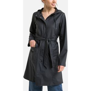 Rains Womens Curve Long Jacket W3 Regenjas (Dames |zwart |waterdicht)