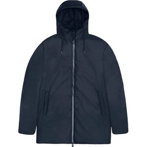 Rains - Lohja Long Jacket W3T2 - Jas - Navy - Waterdicht, 100% Polyester, Verstelbare Capuchon