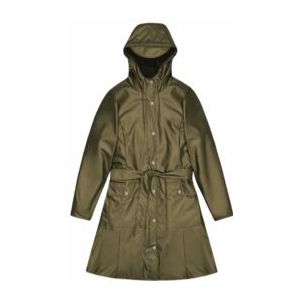 Rains - Curve Long Jacket W3 - Regenjas - Olijfgroen - Waterdicht - 100% Polyester