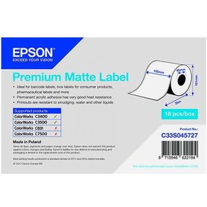 Epson C33S045727 premium matte doorlopende labelrol 105 mm x 35 m (origineel)