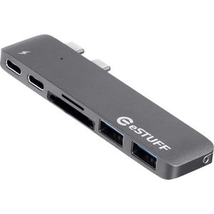 eSTUFF ES84122-GREY interface hub USB 3.2 Gen 1 (3.1 Gen 1) Type-C 5000 Mbit/s Grijs