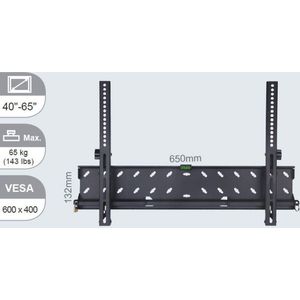 Vivolink VLMW4065T, Muur, 65 kg, Zwart, 200 x 200 mm, 600 x 400 mm, 200 x 200 mm