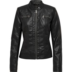 Imitatieleer - Bikerjack - Dames - Zwart - Licht Gevoerd