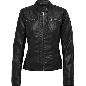 Bikerjack - Imitatieleer - Zwart - Dames - Heuplengte