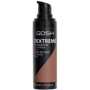 GOSH Dextreme Full Coverage Foundation, 30 ml, vloeibare, hydraterende make-up voor een onberispelijke teint, veganistische gezichtsmake-up met hoge dekking, puistjes en kringen rond de ogen, 008 goud