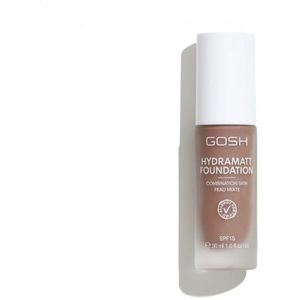 GOSH Foundation met SPF 15 voor lichte en donkere huid, veganistisch, matterende make-up voor droge, gevoelige en vettige huid, zweet- en zweetbestendig, olievrij, instelbare dekking, geen