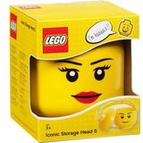 Lego - Opbergbox - Hoofd - Girl - Rond - Stapelbaar - Kunststof - Geel