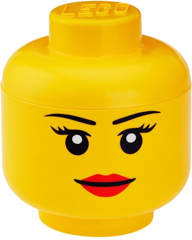 Lego - Opbergbox - Hoofd - Girl - Rond - Stapelbaar - Kunststof - Geel