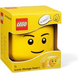 Lego Opbergbox Hoofd Boy Groot Rond Stapelbaar Kunststof Geel