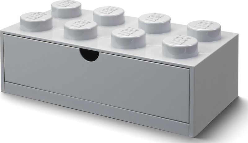 LEGO Opbergbox Bureaulade Brick 8 Kunststof Grijs