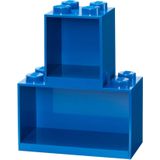 LEGO - Iconic Wandschap Brick 4 en 8 - Blauw - Polypropyleen - Set van 2 Stuks