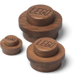 Lego - Wooden Collection - Wandhaak Set van 3 - Hout - Bruin