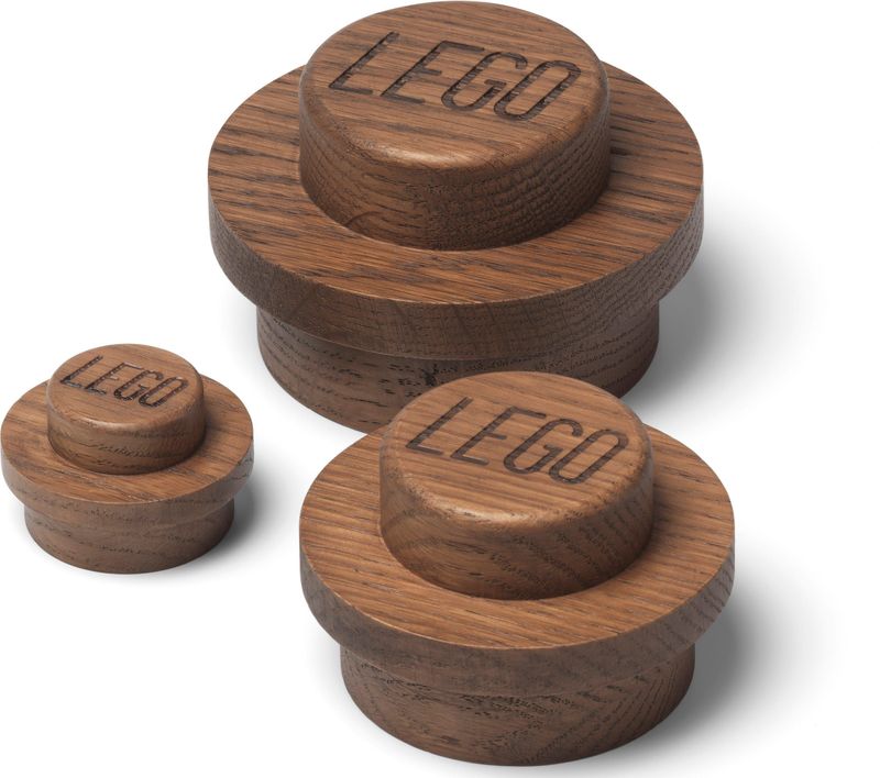 Lego - Wooden Collection - Wandhaak Set van 3 - Hout - Bruin