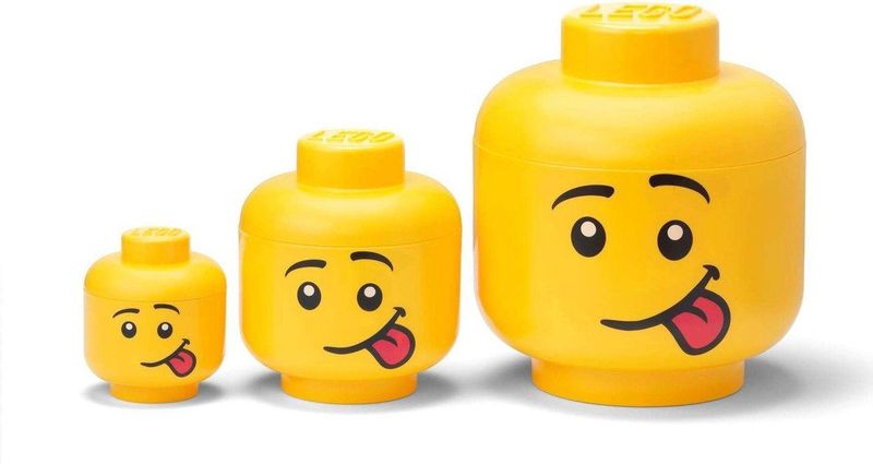 LEGO - Opbergbox Hoofd Silly - Geel - 3-Delig - Polypropyleen