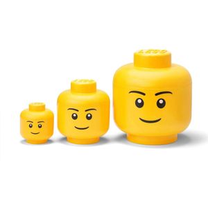 Lego - Opbergbox Hoofd Boy Set van 3 Stuks WebOnly Verpakking - Kunststof - Geel