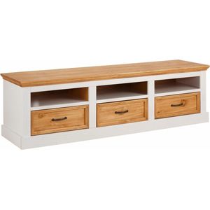 Jolene|Bureau met 1 deur en 1 lade in grenen en rotan espresso