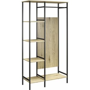 Modine|Kledingkast met 5 Legplanken in spaanplaat Natuur