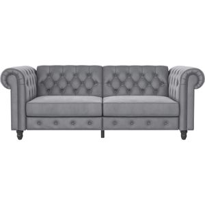 Dorel Home 3-Sitzer Felix, Schlafsofa 236 cm, (Liegefläche 108x190cm), Rückenlehne, 3-fach verstellbar, Velours, Kunstleder, Luxus-Microfaser Vintage