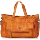 Pieces Totally Royal Leather Travel Bag - Cognac - Maat ONE SIZE