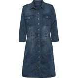 Cream - Blousejurk - Blauw - Denim - Denim Uniform Jurk Royal Navy Blue