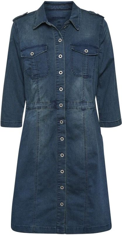 Cream - Blousejurk - Blauw - Denim - Denim Uniform Jurk Royal Navy Blue