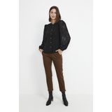 Blouse - Effen - Viscose - Lange Mouw - Opstaande Kraag