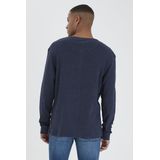 BLEND - Noble - T-shirt - Navy - Jersey, Henley Hals, Lange Mouw
