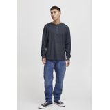 BLEND - Noble - T-shirt - Navy - Jersey, Henley Hals, Lange Mouw