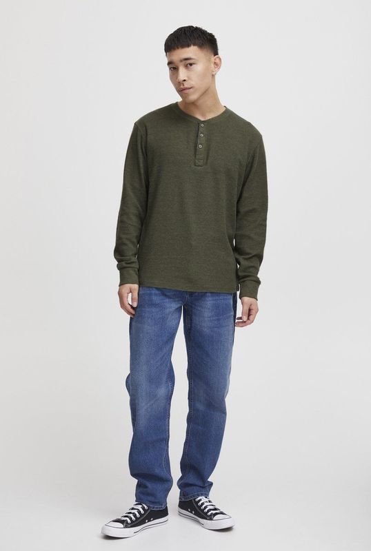 Longsleeve - Groen - Knoopsluiting - Lange Mouwen - Normale Pasvorm