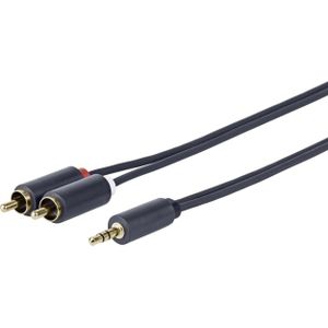 VIVOLINK - 3,5 mm - 2 x RCA Audio Mannelijke naar Mannelijke Kabel met 100% Aluminiumfolie Afscherming - 99,9% Koperen Leider - Perfect voor auto, Home, Speakers, Telefoon, iPad, iPhone - 2 m, Zwart